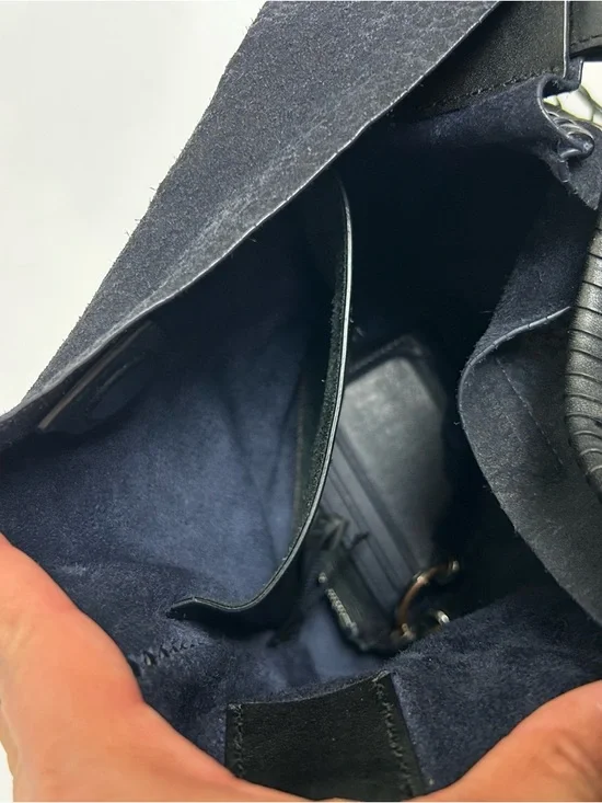 ALL SAINTS Leather suede purse pearl mini hobo bag dark blue - Picture 12 of 16